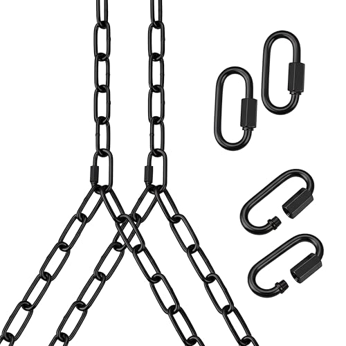 Otoolling Heavy Duty Porch Swing Hanging Chain Kit (2 Pack) 1500 Lbs Capacity, Up to 7.1ft Length- Rustproof Zinc-Plated, 4 Quick Links & 2 Y-Chain Assemblies, Indoor/Outdoor Hanging Hardware(Black)