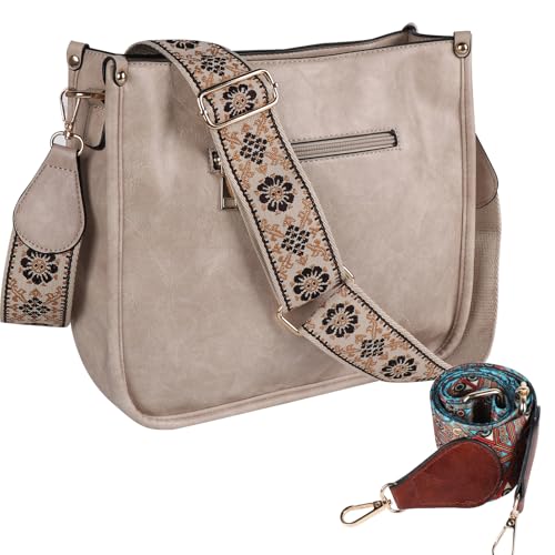 Neyway Crossbody Bags for Women Elegant Vegan Leather Hobo Handbags with 2pcs Adjustable Guitar Strap