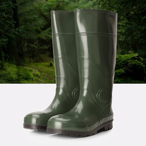 Ladeheid Gummistiefel Herren hoch Erwachsene wasserdichte Regenschuhe LA-914 (Grün, 44 EU)