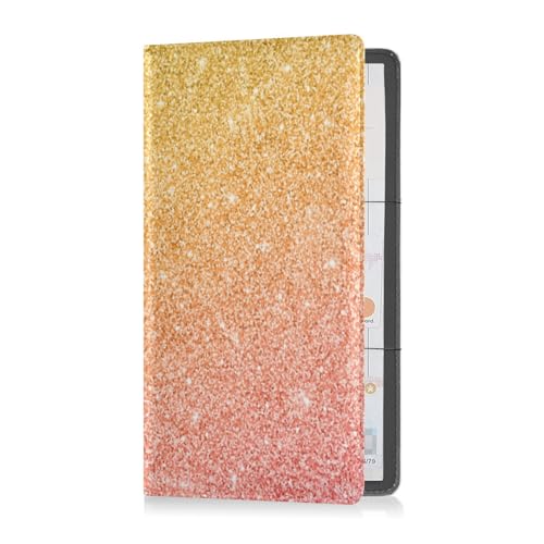 Custodia a portafoglio pelle PU per da da auto e assicurazione per uomo e donna organizer per qualsiasi da da auto camion moto rimorchio o barca oro rosa glitterato Multi 1 size