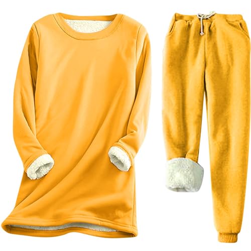 Pantalon en velours épais femme, tenue d'hiver chic à col rond et cordon