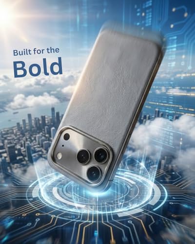 Image of SkynUp Linea Premium Leather Back Cover Case for iPhone 17 Pro | MagSafe Compatible | Grey