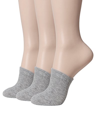 OSABASA Womens 3 Pairs Toe Topper Liner Socks Half Socks(SET3KWMS0377-GRAY)