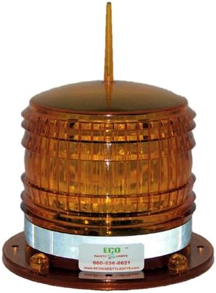 S8LF Amber Flashing 2NM IP67 Solar LED with a Bird Spike Marine Dock Barge Safety Beacon Light 360 Degree