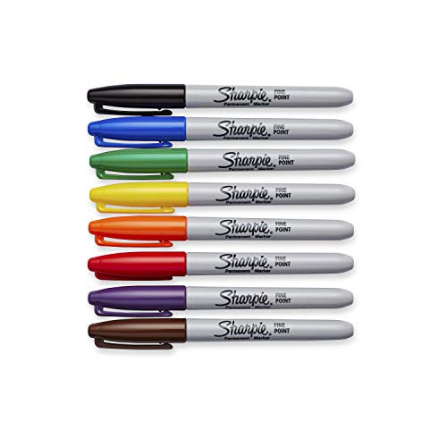 Image of Sharpie Permanent Markers, Fine Point, Assorted Colours, 8 Count