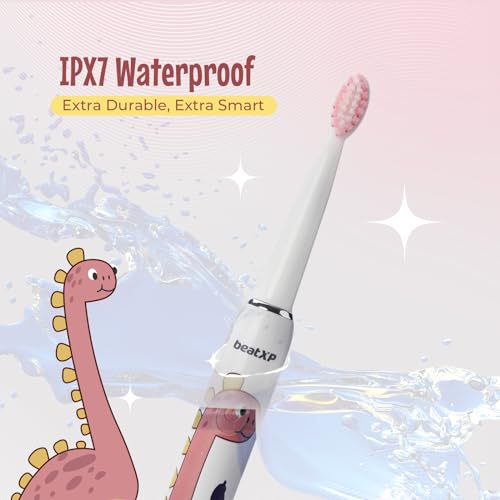 Image of beatXP Jiggle Sonic Electric Toothbrush for Kids with 2 Brush Heads & 3 Cleaning Modes | Rechargeable Electric Toothbrush | 20500 strokes /min with Long Battery Life (Milky White)