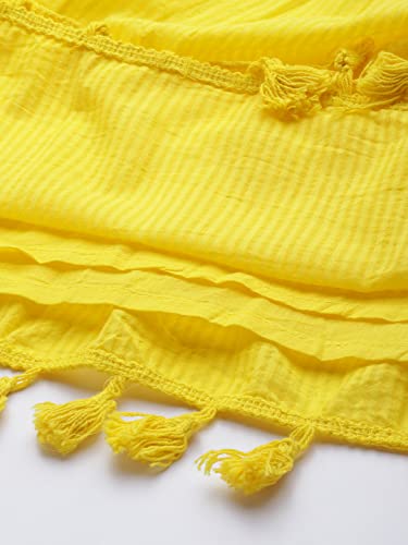 Image of INDO ERA Women's Floral Embroidered Maxi A-Line Dress(Ed0Yl8569 Yellow Xs To 2Xl-Size)