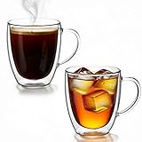 Aspect Double Walled Glass Coffee Cups, Pack of 2x350ML Coffee Mugs, Insulated Coffee Cups with Handle, Latte Mugs, Heat Resistant Glass for Cappuccino, Latte, Espresso, Tea, Juice,Christmas Gifts - Image 1