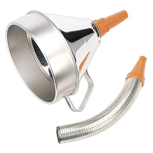 Sealey Fm20F Funnel Metal With Flexible Spout And Filter 200Mm