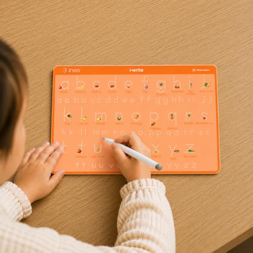Image of 3Lines I-Write Reusable Alphabet Writing Practice Board for Kids | Uppercase & Lowercase ABC Learning Toy | Educational Writing Board with Animals & Fruits | Preschool Learning Gift (Large)