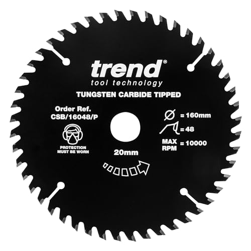 Image of Trend Wood PTFE Circular Saw Blade, 160mm Diameter, 20mm Bore, 48 Teeth, TCT, 2.2mm Kerf, CSB/16048/P