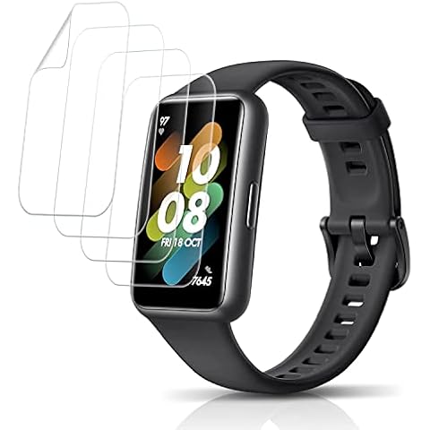 PaceBid Pack of 4 screen protectors compatible with Huawei Band 7 / Honor Band 7, scratch-resistant, anti-bubbles, HD clear, TPU protection soft screen protector, glass film for Huawei Band 7 Cover