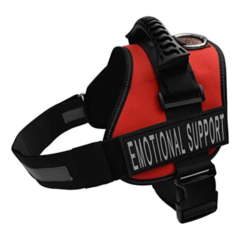 ALBCORP Emotional Support Dog Vest - Reflective Harness with Adjustable Straps and 2 Hook and Loop Removable Patches, Woven Polyester & Nylon, Comfy Mesh Padding, Sturdy Handle. Large, Red Cover
