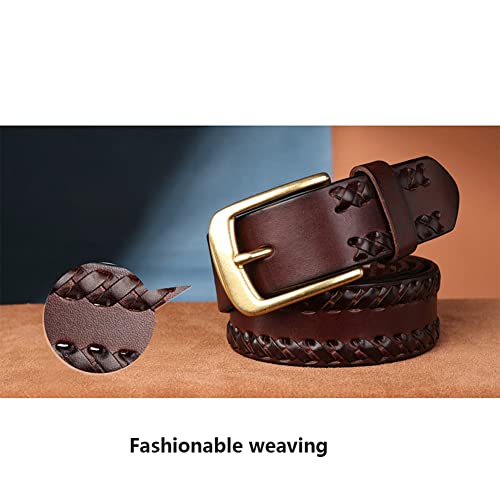 belts,leather belt,Men'sBeltLeatherCowhideBeltPinBuckleYouthBeltCopperBuckleHandWovenRetroCasualBeltJeans4