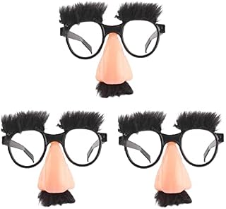 Halloween Disguise Glasses Halloween Big Nose Glasses Disguise Glasses Funny Disguise Glasses Funny Nose Funny Glasses Eyebrows and Mustache for Halloween Party Decoration Adult 3 Pieces (Black)