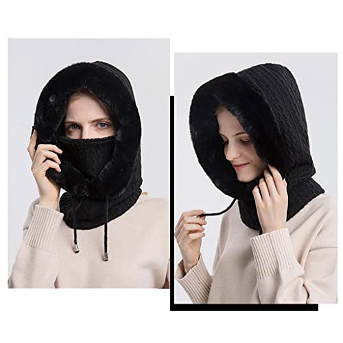 NC Conjunto de Máscara de Lenço de Chapéu de Gorro Feminino de Inverno Tricotado Proteção Facial Que