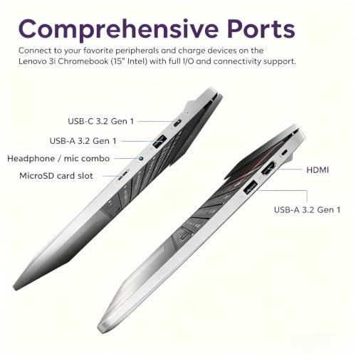 Image of Lenovo IdeaPad 3i Chromebook Laptop, 15.6 inch FHD Display, Intel Celeron N4500, 4GB RAM, 64GB Storage, ChromeOS, Numeric Keypad, Long Battery Life, Wi-Fi 6 & Bluetooth, for Learning & Everyday Use