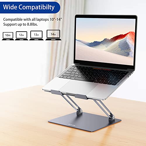 BESIGN LS10 Aluminum Laptop Stand, Ergonomic Adjustable Notebook Stand, Riser Holder Computer Stand Compatible with Air, Pro, Dell, HP, Lenovo More 10-14" Laptops, Space Gray