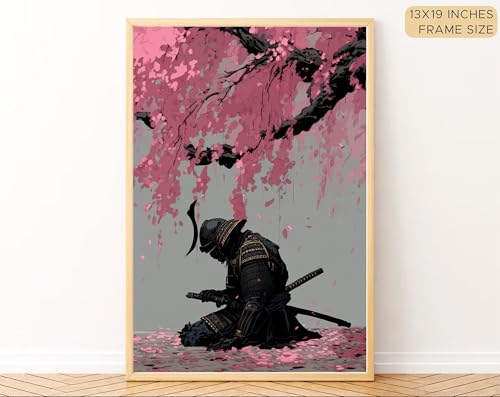 Image of Gamya Framed Japan Samurai Theme Wall Painting Posters For Office, Living Room, Bedroom Wall Decor - Japanese Japandi Samurai Aesthetic Room Decor (Resting Samurai, 13x19 Inches, Framed)