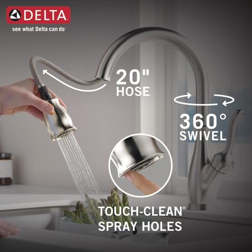 Delta Leland Brushed Nickel Kitchen Faucet with Pull Down Sprayer, Traditional Single Hole Kitchen Sink Faucet, Single Handle, SpotShield Stainless 9178-SP-DST - image 7