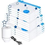 Cevadama 12 Piezas（4S+4M+4L） Bolsas de Almacenamiento al Vacío con Bomba Eléctrica, Bolsas de Compresión que Ahorran...