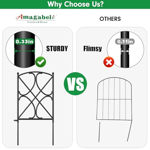 AMAGABELI GARDEN & HOME 10 Panels 24in(H)×10ft(L) Decorative Garden Fences and Borders for Dogs Rustproof Metal No Dig Fence Panels Garden Edging Border for Animal Barrier Flower Beds Yard Patio