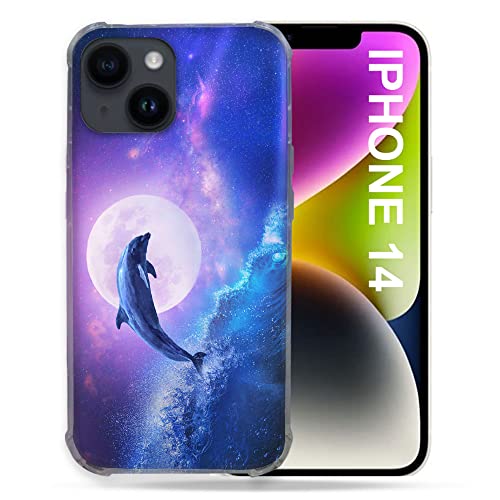 Coque pour iPhone 14 6.1 Dauphin Coque silicone motif vague bleue