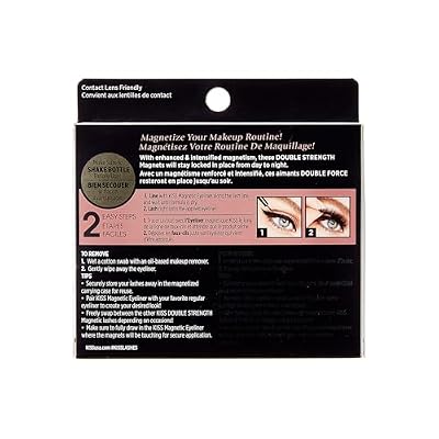 KISS Magnetic Lashes, Tempt, 1 Pair Synthetic False Eyelashes With 5 Double Strength Magnets, Wind Resistant, Dermatologist Tested Fake Lashes Last Up To 16 Hours, Reusable Up To 15 Times Black