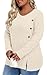 HOTGIFT Womens Sweaters Tops Plus Size Tunics Top Long Sleeves Winter Blouse Fall Buttons Casual Shirts Outfits Beige 5X-Large