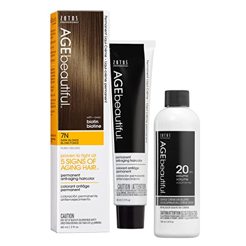 Image of AGE beautiful Permanent Hair Color Cream, 100% Gray Coverage Hair Dye with Biotin Anti-Aging Formula for Fuller, Thicker Hair, Professional Salon Quality