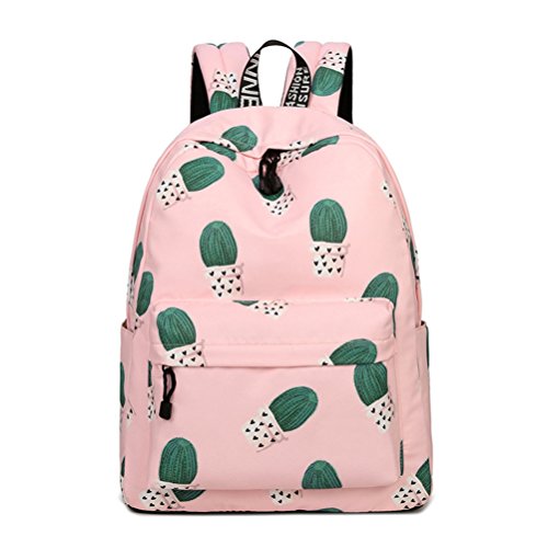 Inwagui Sac école Femme Sac d Ecole Scolaire Sac à Dos en Polyester pour Voyages, Ecoles, Randonnées - Cactus Cover
