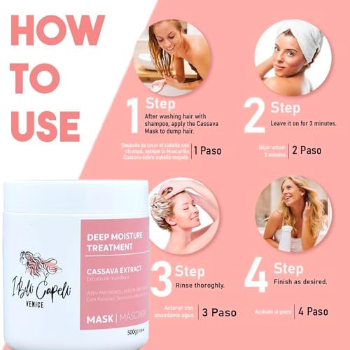 I Belli Capelli Venice Cassava Mascarilla Para el Cabello, 2x500g | 2 Full-Size Jars Included · Best Value per Jar · Just a Quick, Easy 3-Minute Daily Treatment — view 6