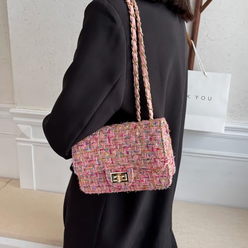 Bolso cuadrado de tweed para mujer, grande y con capacidad miniatura 6