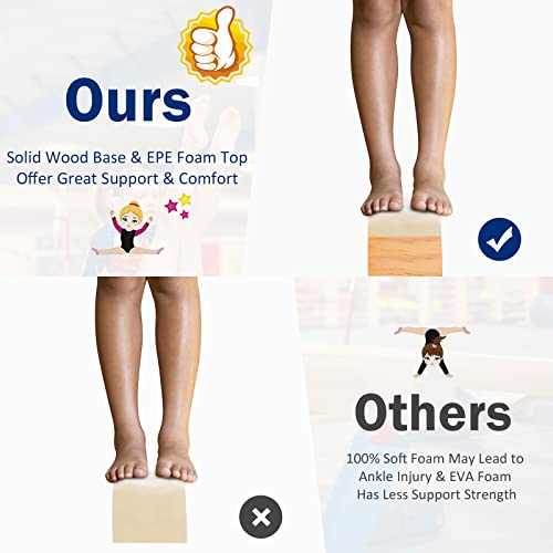 GYMAX 7/8/9 FT Folding Balance Beam, Portable Foam Gymnastic Beam w/Solid Wood Base, Carry Handle & Anti-Slip Bottom for Kids Teens Floor Home Gym - Thumbnail 4