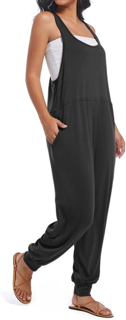 Women's Casual Loose Sleeveless Jumpsuits Harem Long Pants Romper Overalls with Pockets Summer Trendy Outfits - Image 5