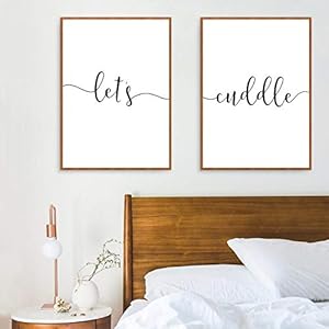 Master Bedroom Sign Art Print Let’s Cuddle Quote Canvas Schilderij Zwart Wit Moderne Minimalistische Poster Wall Art Decor 40x60cm-2 Stuks Frameloos