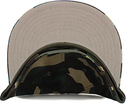 Image of KBETHOS Classic Snapback Hat Blank Cap Underbrim Cotton Wool Blend Flat Visor Adjustable Unisex
