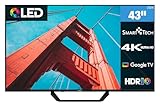 Smart Tech QLED Fernseher 43 Zoll Google TV - HDR Fernseher mit 4K UHD Auflösung, Bluetooth und Triple-Tuner, Smart TV 43QG06V2 (2026)