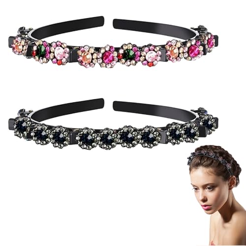 SSyang 2 Piezas Diadema Con Pinzas Diadema Con Horquilla, Diadema Pelo Rizado Diademas, Diadema De Metal Ondulado, para Bodas Bailes Fiestas Parejas Actividades Diarias(Color + Melange Gris)