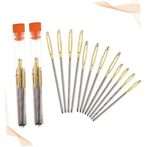 Operitacx 2-Pack Stainless Steel Large Hole Needles for Sewing Knitting Storage Bottle