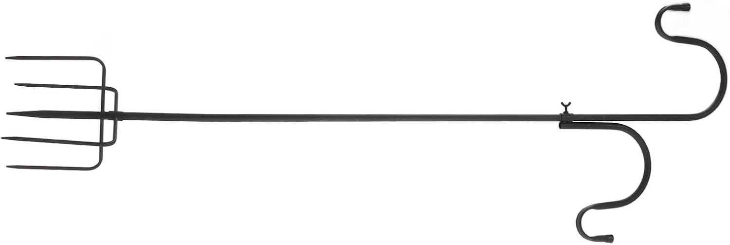 Shepherds Hook Bird Feeder Hanger Detachable Heavy Duty Proof Wrought Iron Garden Hook for Hanging Plant Baskets Lanterns Decorations 63 Inch 2 Hooks 5 Prong Bases