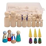 【Paket Beinhaltet】Das gesamte Set enthält 50 Holzfiguren Puppen, kommt in 4 verschiedenen Größen, 35mm, 43mm, 53mm und 65mm. Darstellung von Mama und Papa, Jungen und Mädchen, eine komplette Familie. Es kann alle Ihre Bedürfnisse erfüllen und ist genug, um Kunst und Kunsthandwerk zu schaffen.