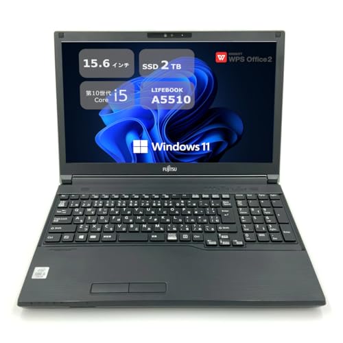 �y�����ςݕi�z �x�m��LIFEBOOK A5510 ��15.6�^ HD (1366×768) - ��10���� Core i5 -������32GB-SSD2TB-WiFi&Bluetooth - USB Type-C - Win11���� - WPS Offic