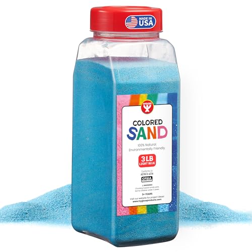 Hygloss Colored Sand for Crafts 3 lb Bottle Light Blue Vibrant Colorful Fine Sensory Play Sand Art Kits for Kids Classroom Activities for Children 3 4 5 6 7 8 9 10 11 12 Safe for Ages 3+