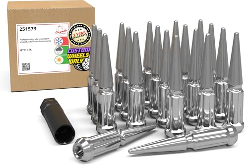Image of Wheel Accessories Parts 20 Pcs M14x2 14x2 Thread Spike Spline 4.40 inch Long Lug Nuts Chrome Truck Spline Hex Fits Ford Expedition F-150 | Lincoln Navigator