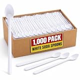1InTheHome Sundae Spoons 7.5'', Sodaspoon Plastic Long Spoon Disposable, Medium