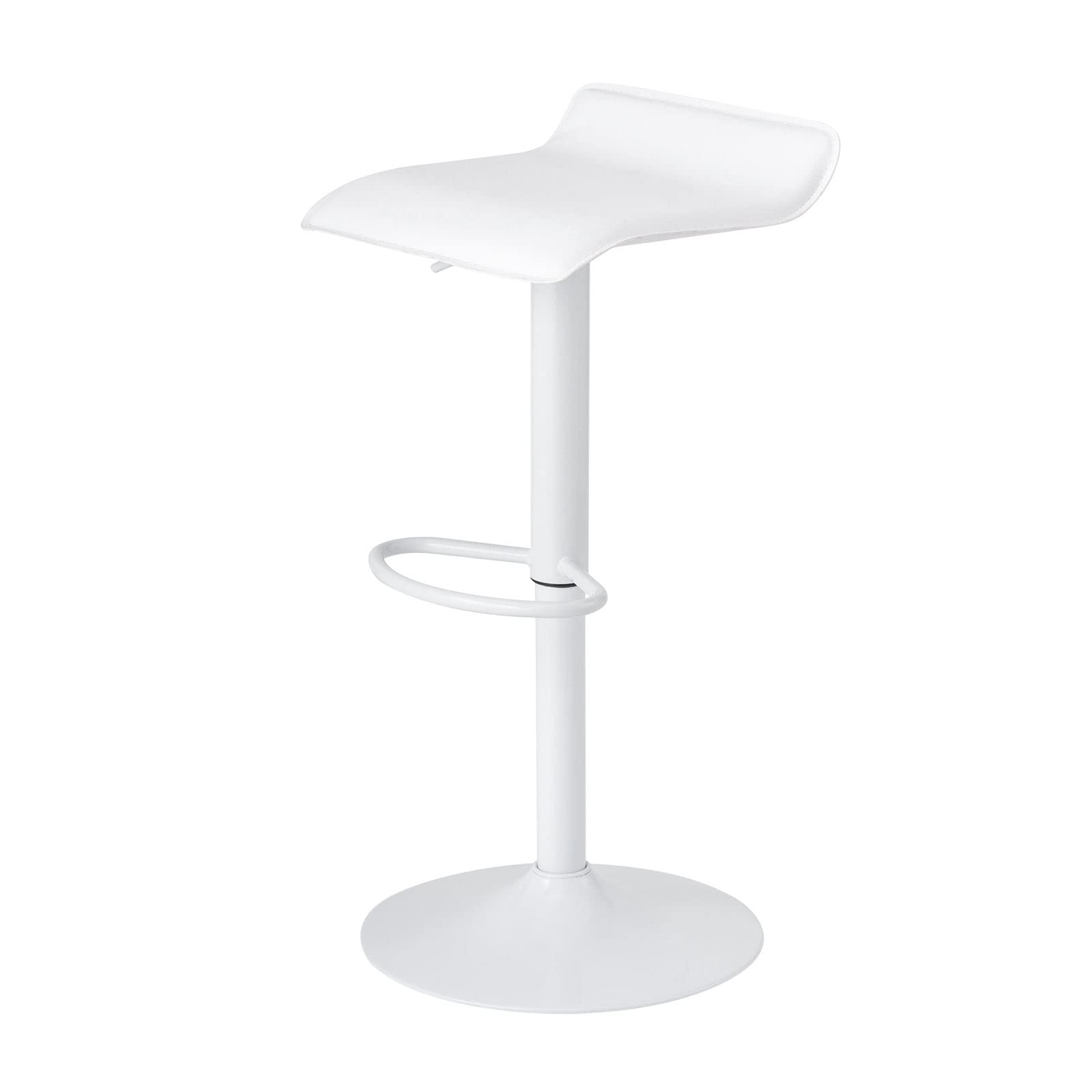 eSupply EEX-CH76WH Counter Chair, High Stool, Bar Chair, 360 Degree Rotation, Foot Rest, Elevation, 22.8 - 31.5 inches (58 - 80 cm), Dining Kitchen, PU Leather, White