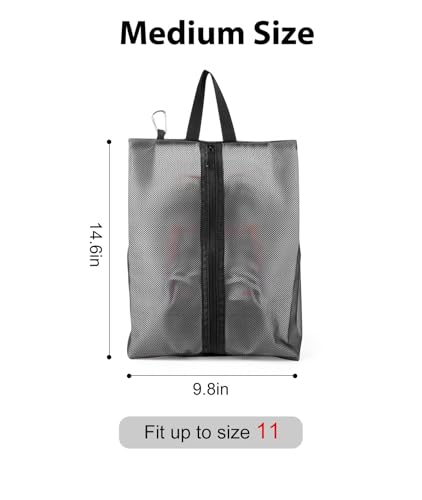 2 Pack Shoe Bags for Travel, Sneaker Bags, Waterproof Travel Shoe Bags with Zipper for Packing, Golf Shoe Dust Bags for Man and Women, Medium, Black - Image 3