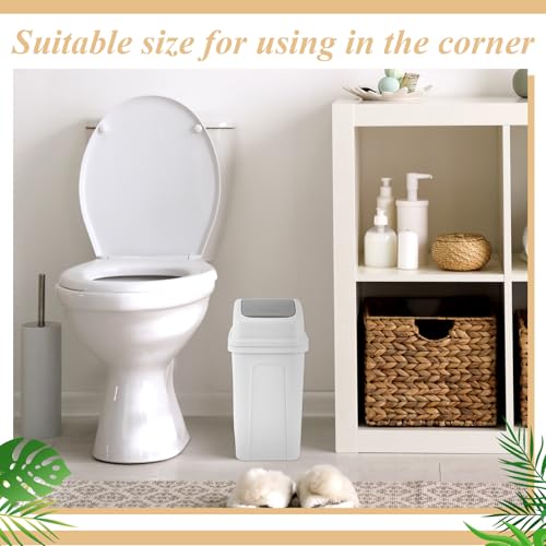Image of Sumind 3 Pcs 1.8 Gallon Bathroom Trash Can with Swing Lid Small Garbage Can Plastic Bathroom Trashcan Garbage Bin for Kitchen Waste Bedroom Room Outdoor (Green,Pink,Beige)
