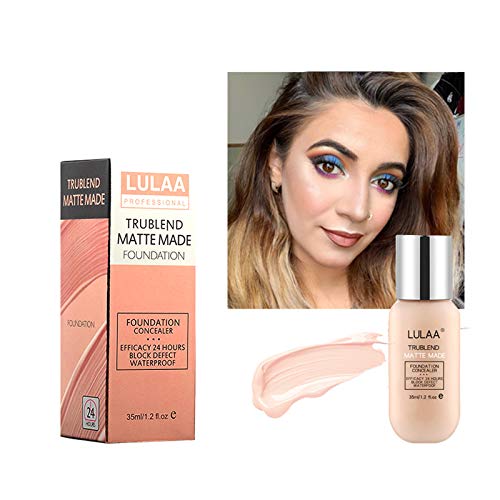 Emirde Matte Velvet Liquid Foundation Long Lasting Waterproof Natural Moisturizing Highlighting Matte Oil Control Concealer Facial Blemish Concealer Full Coverage Base Make Up for Women Girls